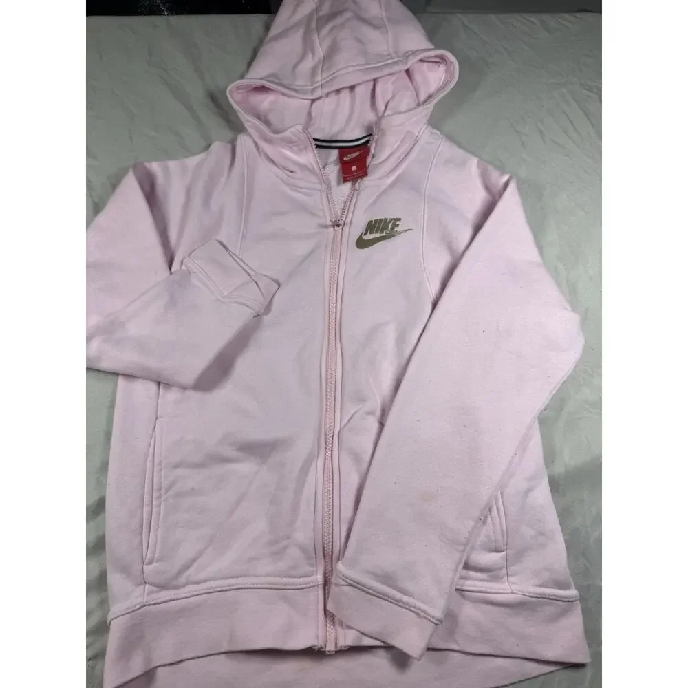 Nike Girls Full Zip Hoodie Large Pink Sweatshirt